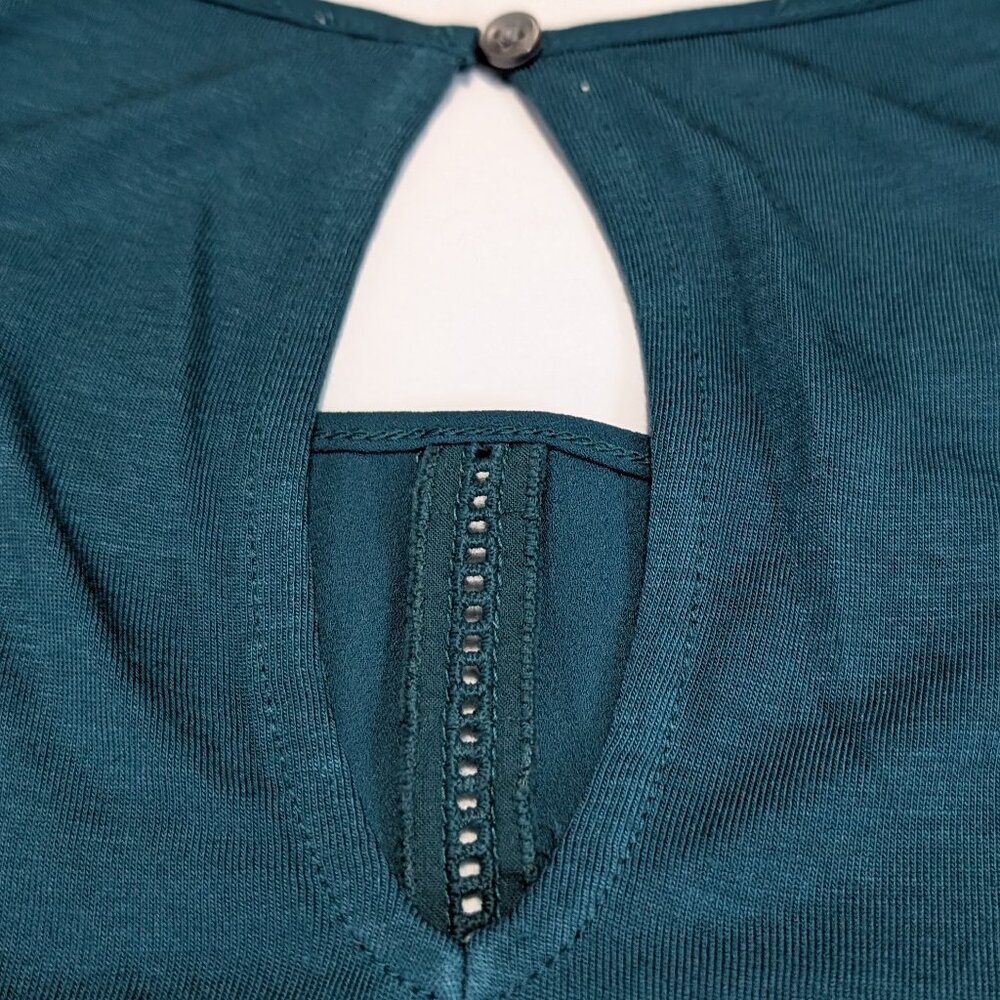Ann Taylor Loft sleeveless teal tank top blouse with cut out details, size S - Picture 8 of 10